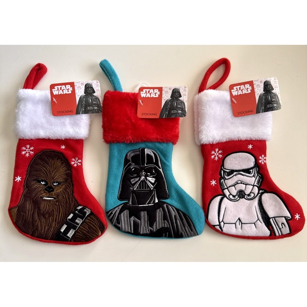 3 x Star Wars Darth Vader, Chewbacca, Stormtrooper Mini 8.5" Christmas Stocking